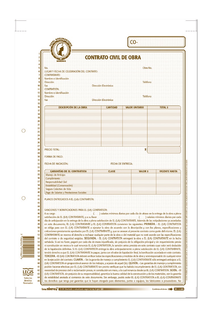 Formato de contrato de obra civil en colombia