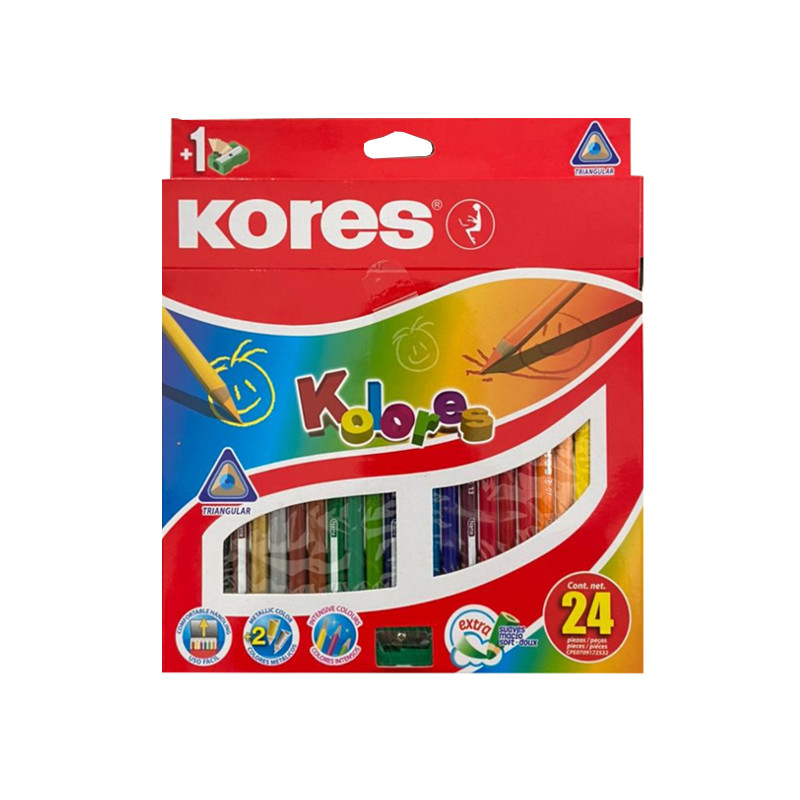 caja de colores triangulares kores x 24 unipunta