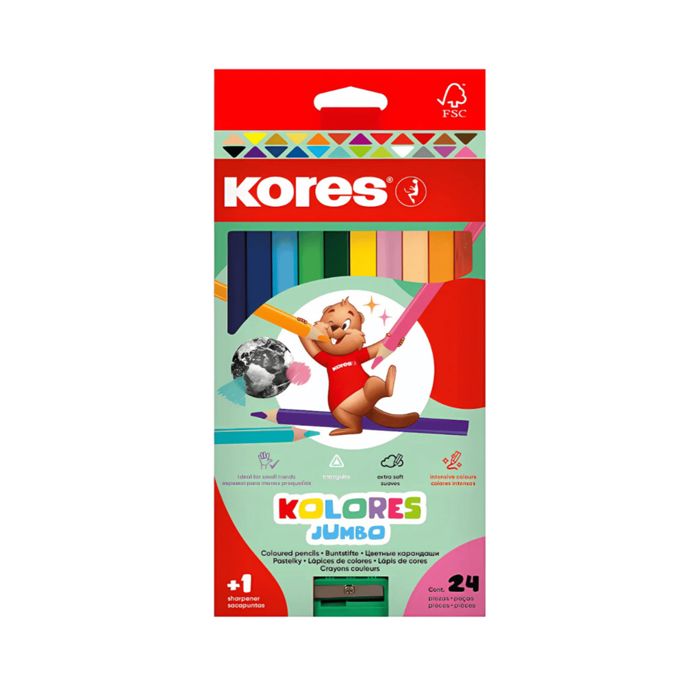 Caja de Colores Kores Jumbo x 24