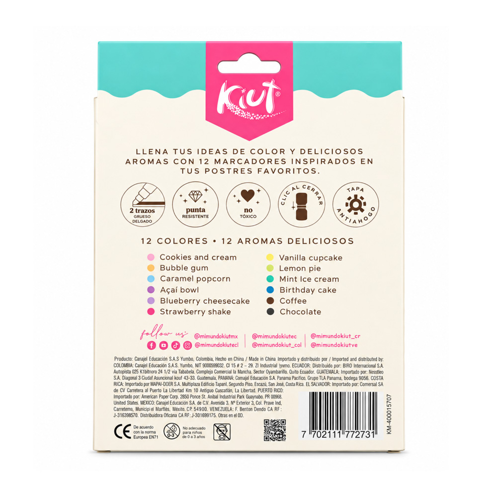 Marcadores Kiut Sweet Pop con Aroma a Postres x 12 Unidades - Imagen 2