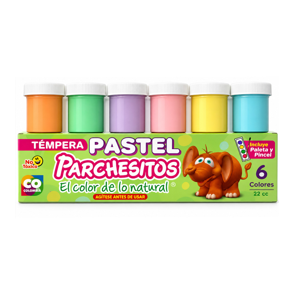 Temperas Escolar Parchesitos Pastel x 6 Und